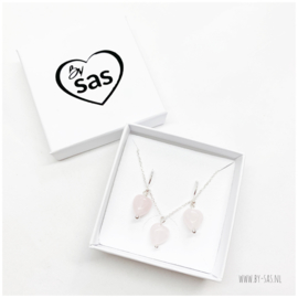 Rose Quartz heart Silver