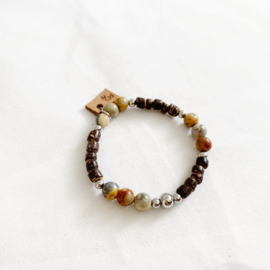 Agaat en Kokos armband