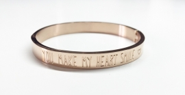 Stainless Steel bracelet rose thick "You make my heart smile"