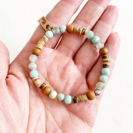 Agaat, Sandal en kokos armband