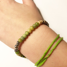 Chrysopraas en Kokos armband