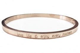 Stainless Steel armband rose dun "Love life & Enjoy"