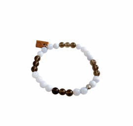 Chalcedoon en Rookkwarts armband