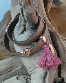 Leather wrap bracelet camel/brown