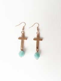 Earring rose Amazonite