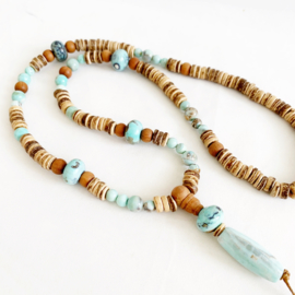 Beach Agaat en kokos ketting