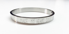 Stainless Steel armband zilver dik "You make my heart smile"