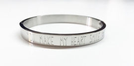 Stainless Steel silver bracelet thick "You make my heart smile"