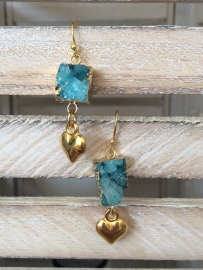 Earring gold blue Agate