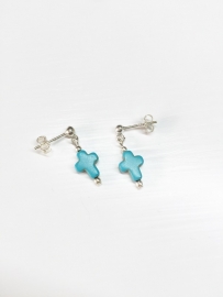 Howlite cross earring kids