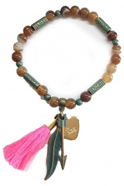 Boho Agaat armband met kwastje