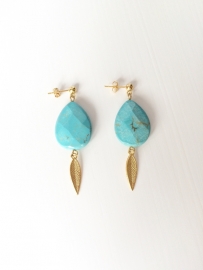 Earring gold Howlite