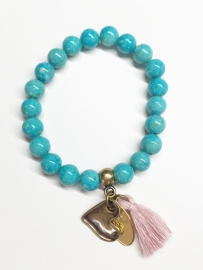 Jade aqua blue bracelet bronze