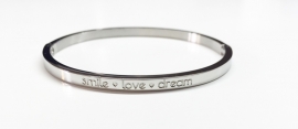 Stainless Steel bracelet silver thin "Smile *Love *Dream