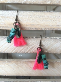 Earring Anthracite African Turquoise