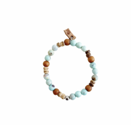 Agaat en sandalwood armband