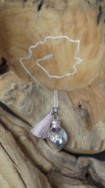 Ketting Zilver prayerbox met Granaat