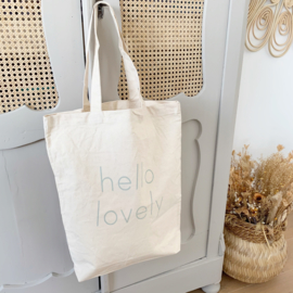 canvas tas Hello Lovely sage