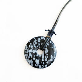 Sneeuwvlok Obsidiaan donut ketting