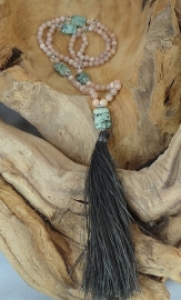 Mala Moonstone, Turquoise, Mountain crystal