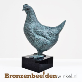 Bronzen beeld hen op sokkel BBW5418br