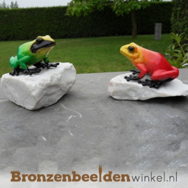 Bronzen exotische kikkers op keitjes BBW1071BR