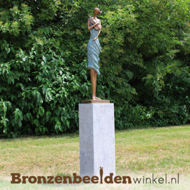 Beeld violiste brons tuinbeeld BBW1719br