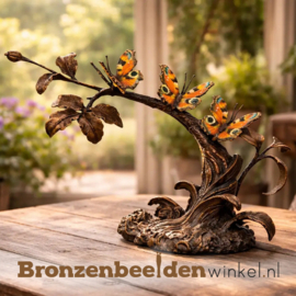 Bronzen beeld vlinders op tak BBW1563br