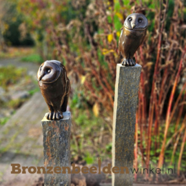 Uiltjes beeldjes van brons op leisteen sokkels BBW37236-ls