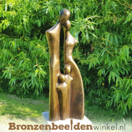 Bronzen tuinbeeld "Gezin met 2 kinderen" - kleine versie BBW2388br