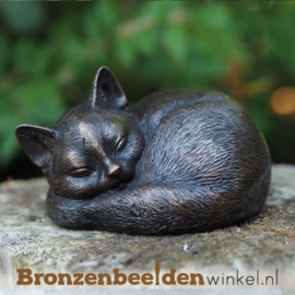 Bronzen beeld slapende kat BBW1228