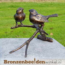 NR 8 | Cadeau vrouw 88 jaar ''Twee vogeltjes op tak in brons'' BBWFH2MG