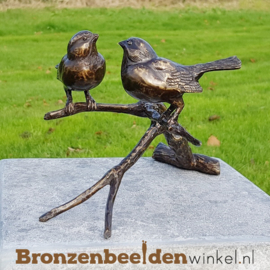 Twee musjes op tak in brons BBWFH2MG