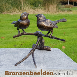 NR 8 | Cadeau vrouw 90 jaar ''Twee vogeltjes op tak in brons'' BBWFH2MG