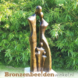 Bronzen tuinbeeld "Gezin met 3 kinderen" BBW2390br