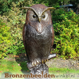 Grote bronzen uil beeld voor in de tuin BBW57491