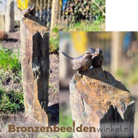 Vogel kunst beelden op sokkel van leisteen - ZOMERACTIE 7