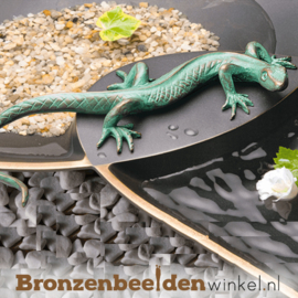 Hagedissen beeldje met vogeldrinkschaal BBW37264