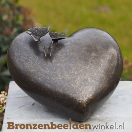 Bronzen urn "Hart met vlinders" BBW0432br