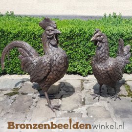 Bronzen haan en hen beeld BBW6337-6333