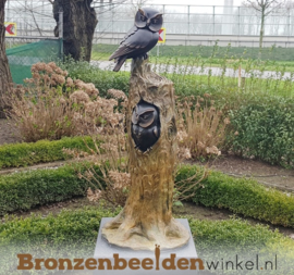 Bronzen uilenboom beeld met twee uilen BBW37230