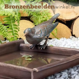 Vogelbad met merel in brons BBW37253