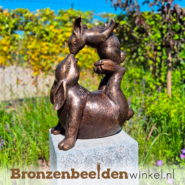 Beeld voor in de tuin "Hazen liefde" BBW0364br