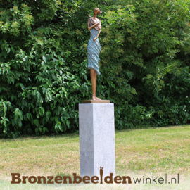 Vrouwenbeeld "Violiste" bronzen tuinbeeld BBW1719br