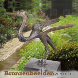 Bronzen reiger beeld BBW87198