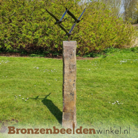 Abstracte tuinbeeld 3 ganzen op Basalt sokkel BBWF3GBS