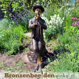Fluit spelende jongen als tuinbeeld BBW0603br