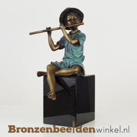 Bronzen jongen met fluit BBW1341br