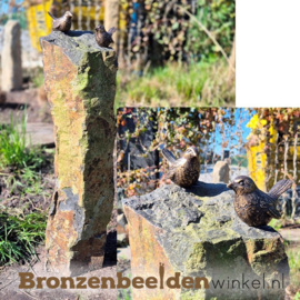 Vogel kunst beelden op sokkel van basalt - ZOMERACTIE 2