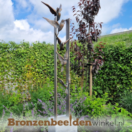 Abstract tuinbeeld met 5 vogels BBW60226